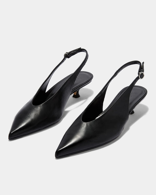 CAMILA LEATHER SLINGBACK PUMPS / BLACK