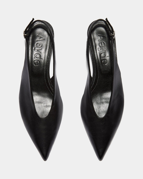 CAMILA LEATHER SLINGBACK PUMPS / BLACK