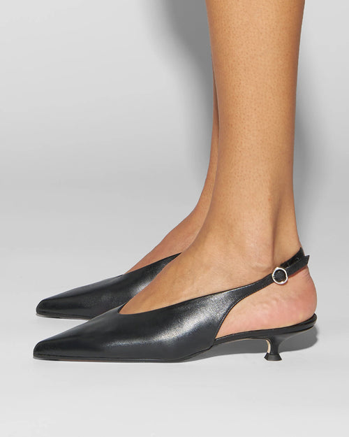 CAMILA LEATHER SLINGBACK PUMPS / BLACK