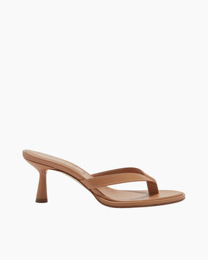 DAPHNE LEATHER HEELS SANDALS / HAZELNUT
