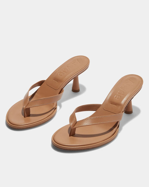 DAPHNE LEATHER HEELS SANDALS / HAZELNUT