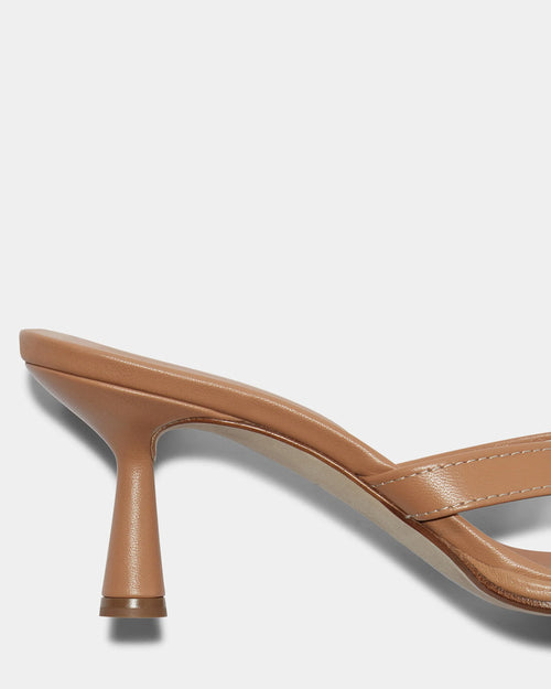 DAPHNE LEATHER HEELS SANDALS / HAZELNUT
