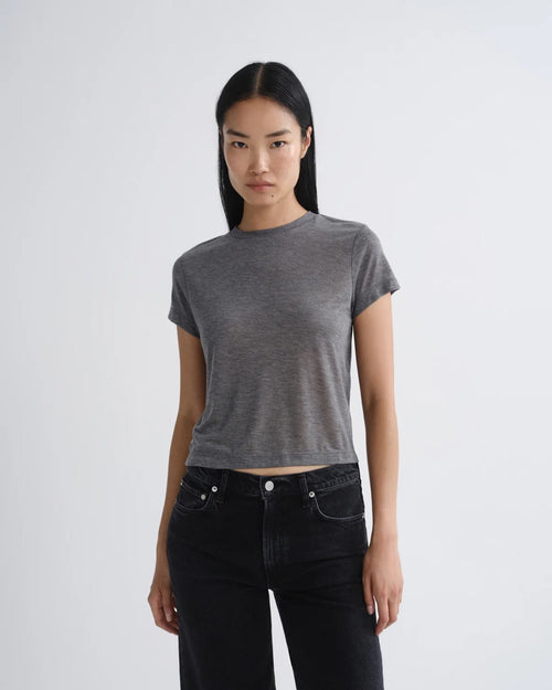 ADINE SHRUNKEN TEE (TENCEL JERSEY) / HEATHER GREY
