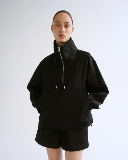 LYDIA NYLON POPOVER ANNORAK / BLACK