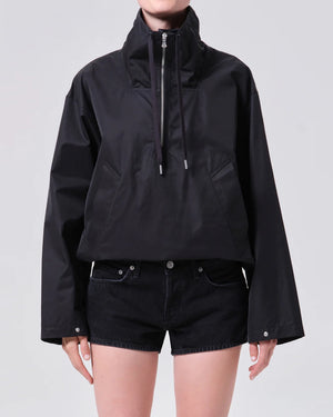 LYDIA NYLON POPOVER ANNORAK / BLACK