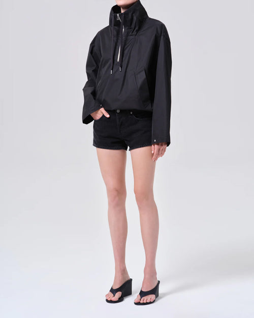 LYDIA NYLON POPOVER ANNORAK / BLACK