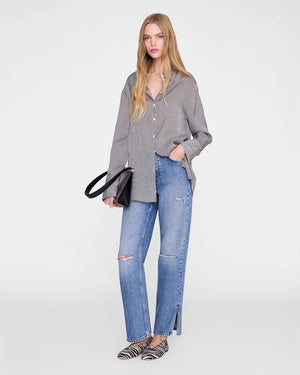 BRIDGET SHIRT / WHITE AND BLACK MINI STRIPE