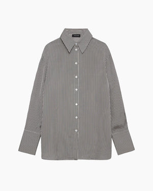BRIDGET SHIRT / WHITE AND BLACK MINI STRIPE
