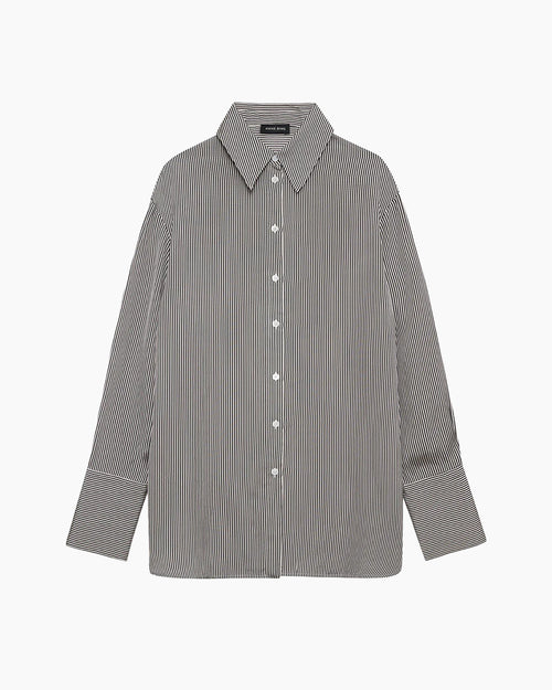 BRIDGET SHIRT / WHITE AND BLACK MINI STRIPE