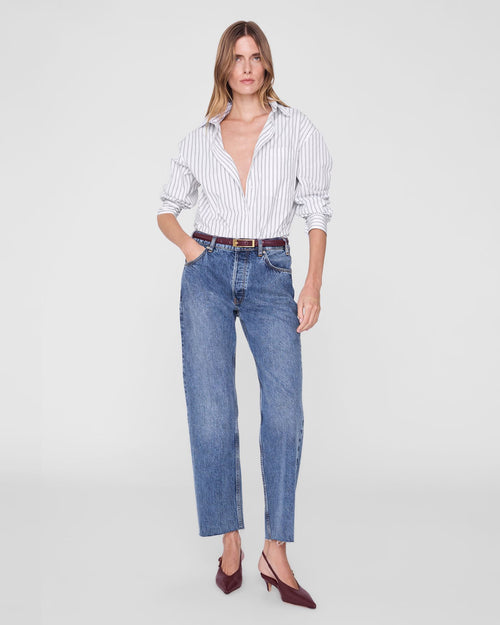 SCOTT SHIRT / WHITE AND BLACK STRIPE
