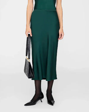 BAR SILK SKIRT / DARK TEAL