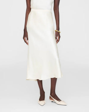 BAR SILK SKIRT / SNOW WHITE
