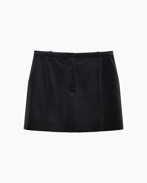 BENEDICT MINI SKIRT / BLACK RECYCLED LEATHER