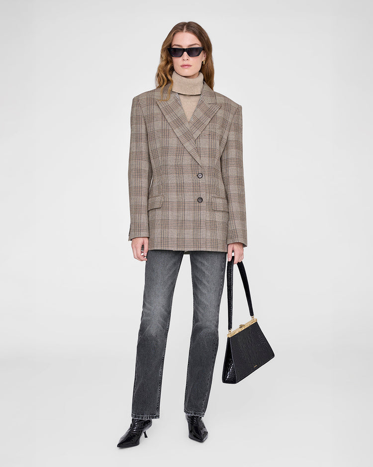 Anine Bing Aretha Blazer in Dark Brown main image 0
