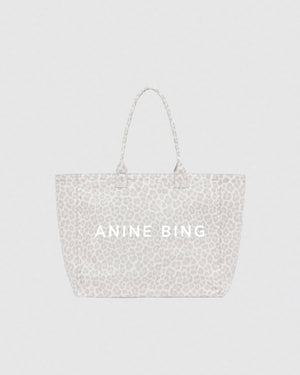 LEO CANVAS TOTE / WASHED WHITE LEOPARD
