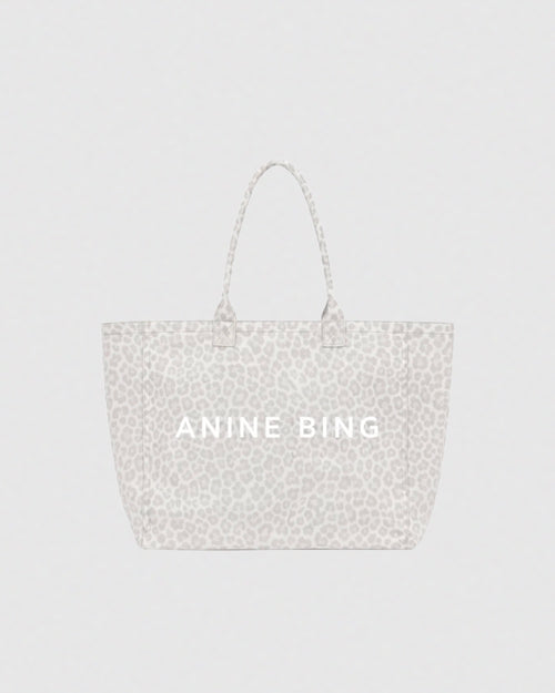LEO CANVAS TOTE / WASHED WHITE LEOPARD