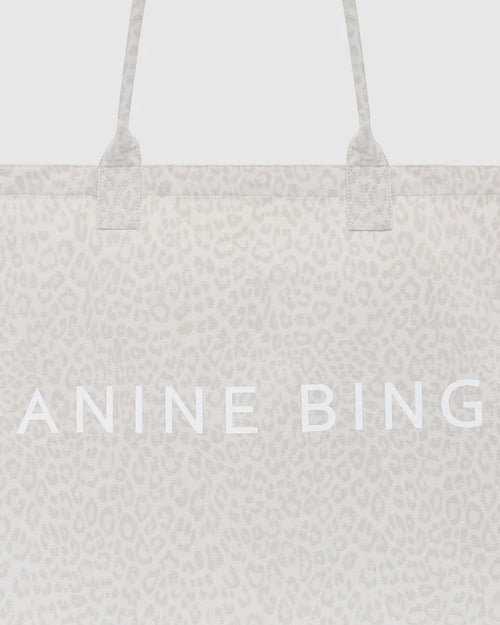 LEO CANVAS TOTE / WASHED WHITE LEOPARD