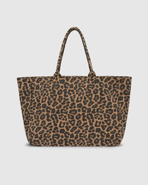 LEO CANVAS TOTE / BLACK AND BROWN LEOPARD