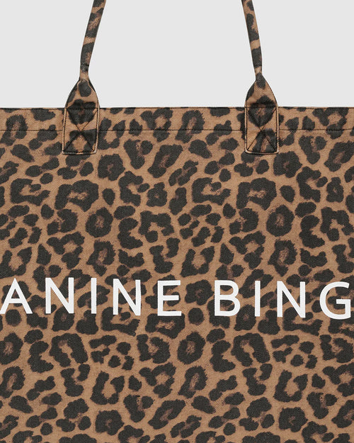 LEO CANVAS TOTE / BLACK AND BROWN LEOPARD