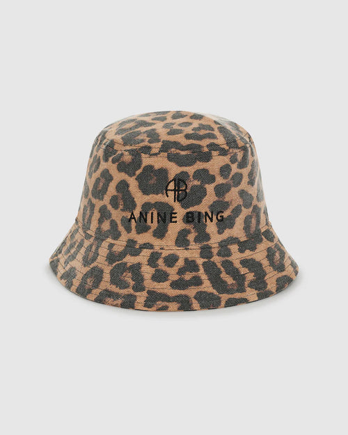 NICKS BUCKET HAT / BLACK AND BROWN LEOPARD
