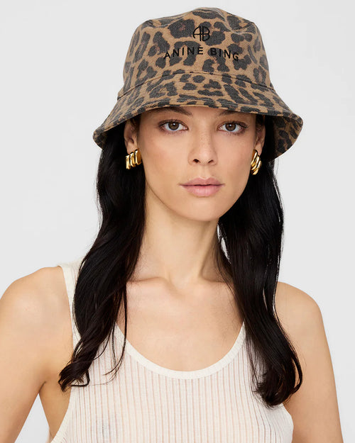 NICKS BUCKET HAT / BLACK AND BROWN LEOPARD