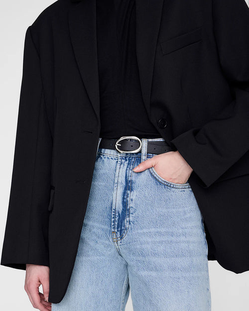 SMALL SIGNATURE LINK BELT / BLACK PEBBLED