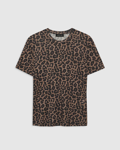 SYLVIE TEE / BLACK AND BROWN LEOPARD