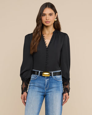 AVA LACE CUFF BLOUSE / BLACK