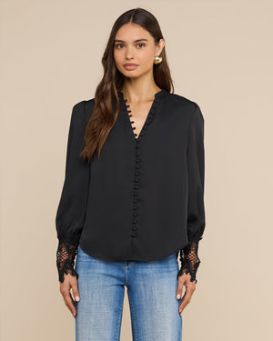 AVA LACE CUFF BLOUSE / BLACK