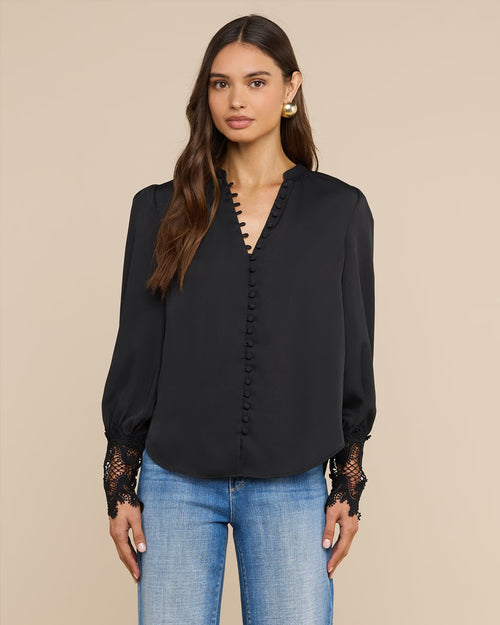 AVA LACE CUFF BLOUSE / BLACK