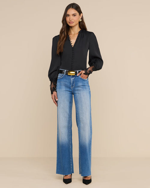 AVA LACE CUFF BLOUSE / BLACK