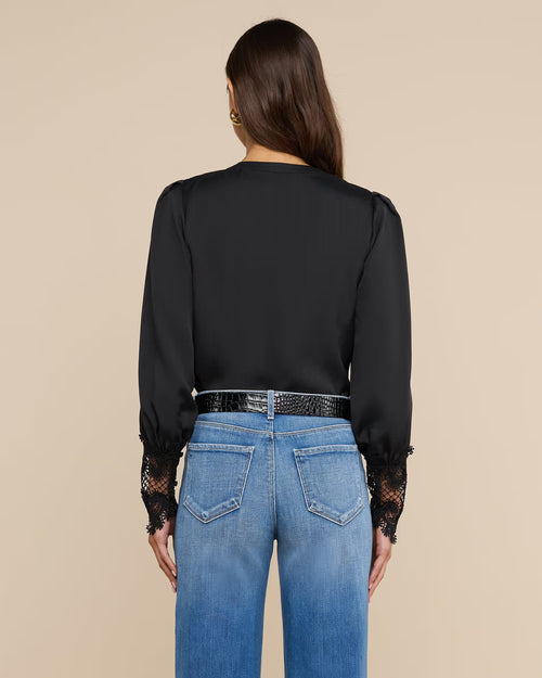 AVA LACE CUFF BLOUSE / BLACK