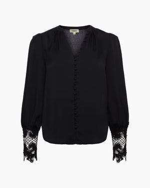 AVA LACE CUFF BLOUSE / BLACK