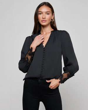 AVA LACE CUFF BLOUSE / BLACK