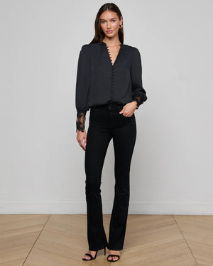 AVA LACE CUFF BLOUSE / BLACK