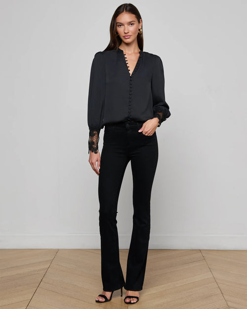 AVA LACE CUFF BLOUSE / BLACK