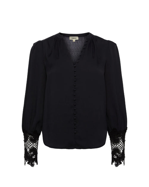 AVA LACE CUFF BLOUSE / BLACK