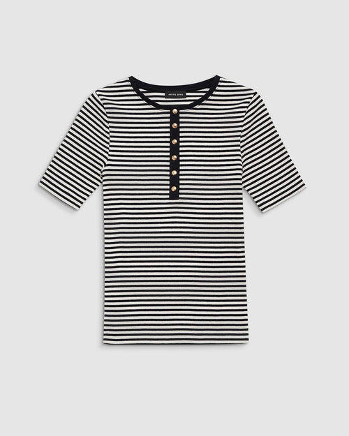 ALESSIA TEE / CREAM AND BLACK STRIPE