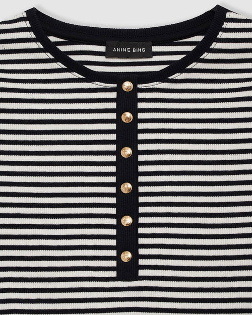 ALESSIA TEE / CREAM AND BLACK STRIPE