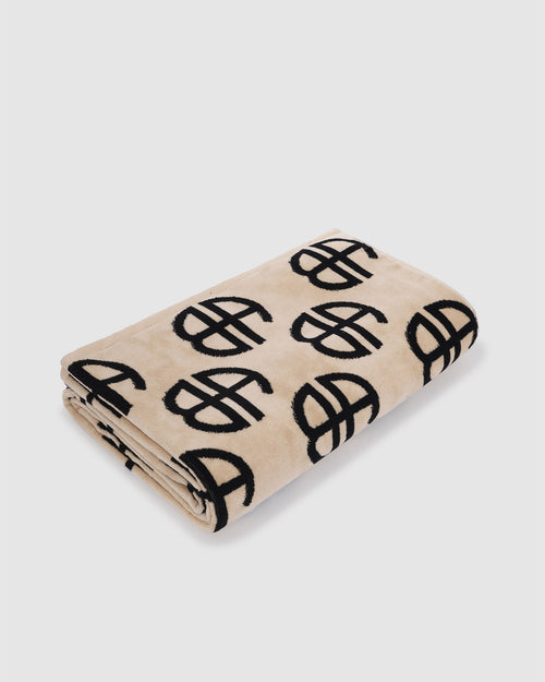 BAHIA TOWEL / BEIGE MONOGRAM PRINT