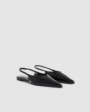 ELENA SLINGBACK FLATS / HIGH SHINE BLACK