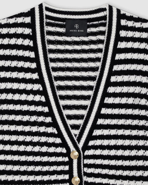 GWEN CARDIGAN / BLACK AND IVORY STRIPE