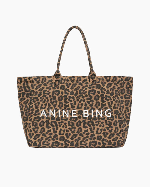 LEO CANVAS TOTE / BLACK AND BROWN LEOPARD