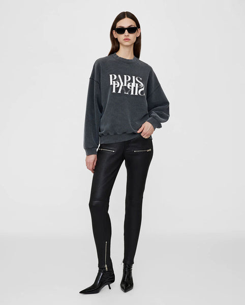 JACI SWEATSHIRT PARIS WASHED BLACK FABRIC