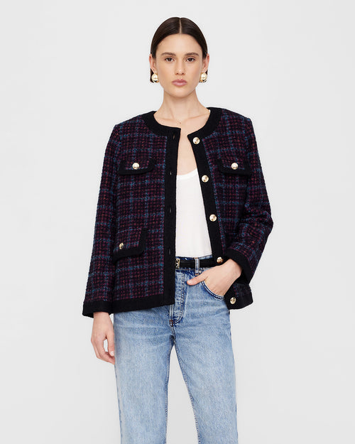 LYDIA TWEED JACKET / BLUE AND RED