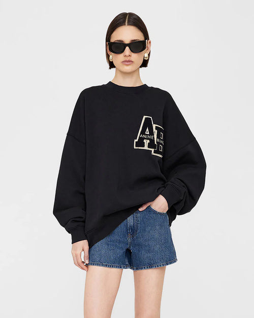 MILES OVERSIZED SWEATSHIRT LETTERMAN / BLACK