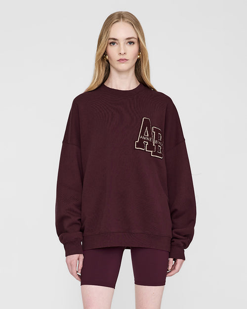 MILES OVERSIZED SWEATSHIRT LETTERMAN / DARK BURGUNDY