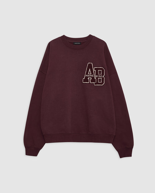 MILES OVERSIZED SWEATSHIRT LETTERMAN / DARK BURGUNDY