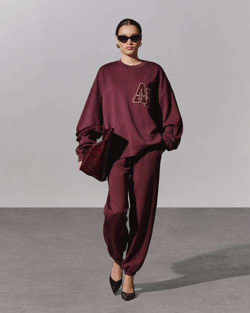 MILES OVERSIZED SWEATSHIRT LETTERMAN / DARK BURGUNDY