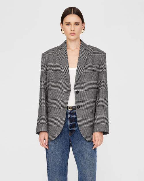 QUINN BLAZER / BLACK AND GREY PLAID